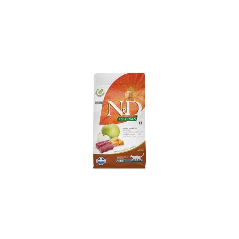 N&D Pumpkin Tahılsız Geyik Etli, Balkabağı ve Elmalı Kedi Maması paket görseli