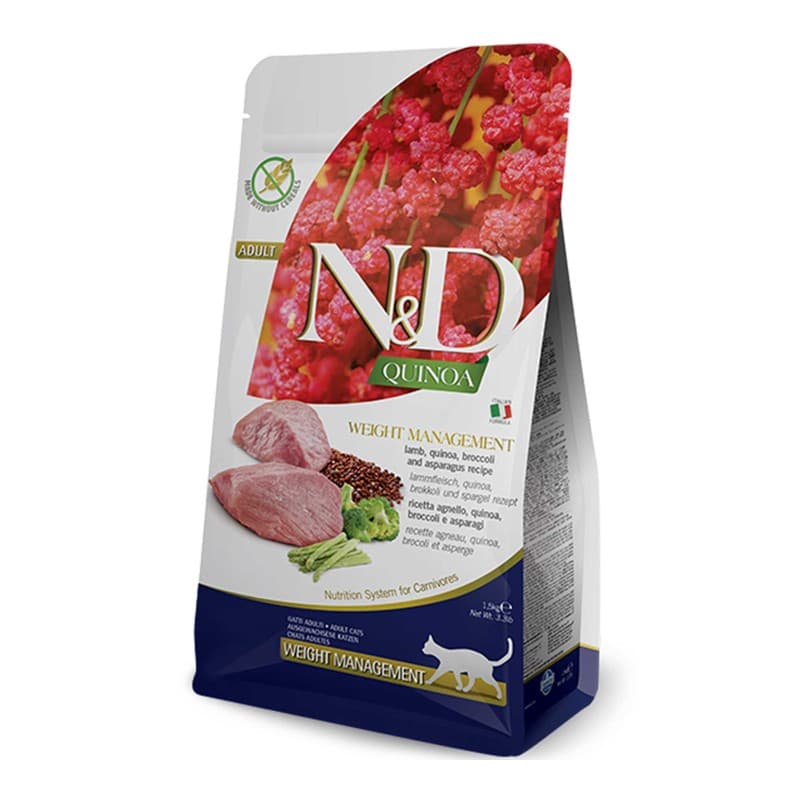 N&D Quinoa Weight Kuzu, Kinoa ve Brokoli Light Kedi Maması paket görseli